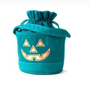 Land's End NWT Teal Glow in the Dark Halloween Drawstring Tote
